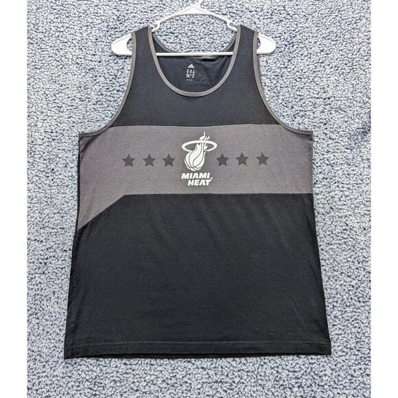 Adidas Miami Heat Muscle Tank Top Mens XL Graphic Print Basketball Gym Black - Picture 1 of 12